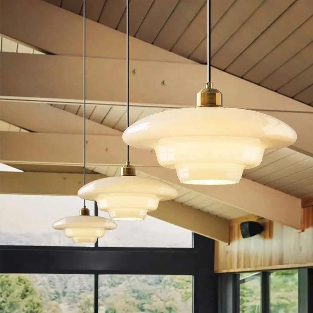 Bauhaus Milk White Glass Pendant Light Art Home Decor-Handwovenlamp