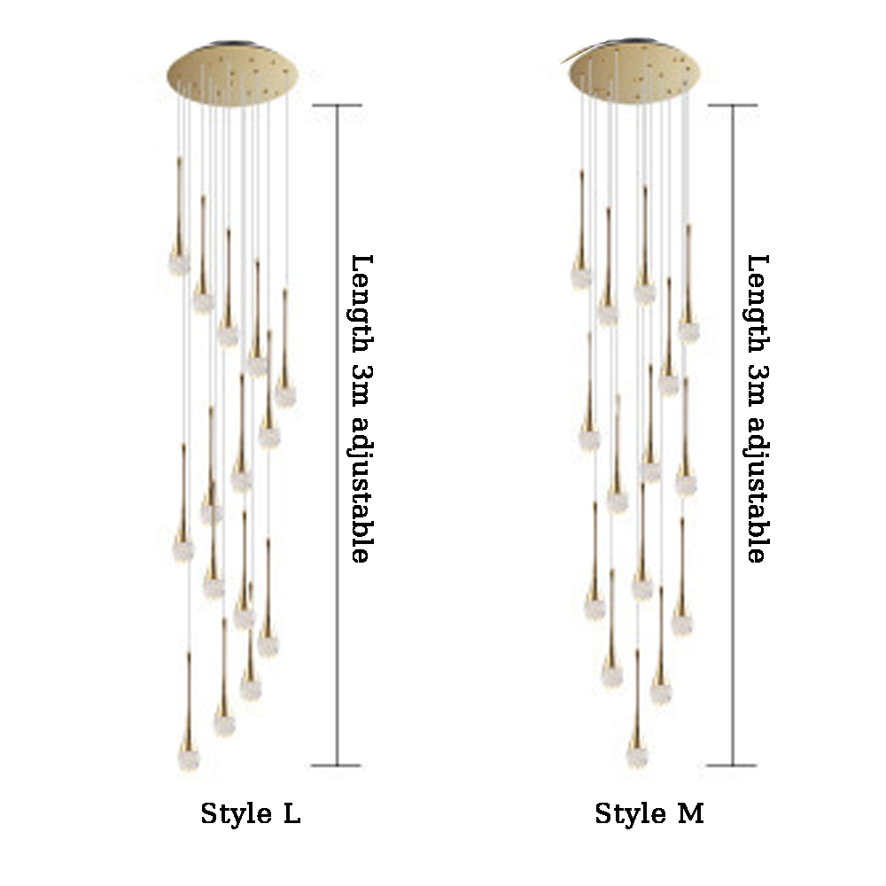 Modern Minimalist Staircase Chandelier Creative Soft Light Duplex Chandelier Restaurant Villa Spiral Stairwell Long Chandelier-Handwovenlamp
