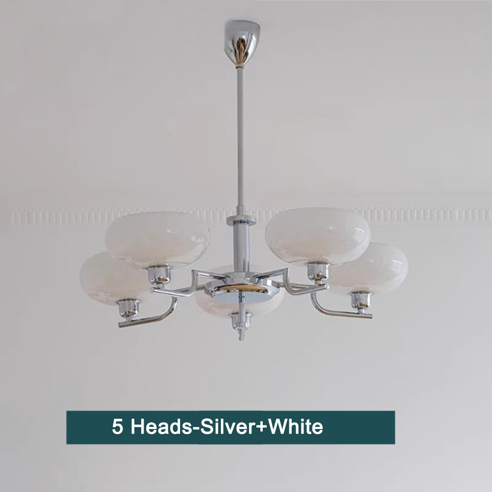 Bauhaus Living Room Milk White Glass Chandelier-Handwovenlamp