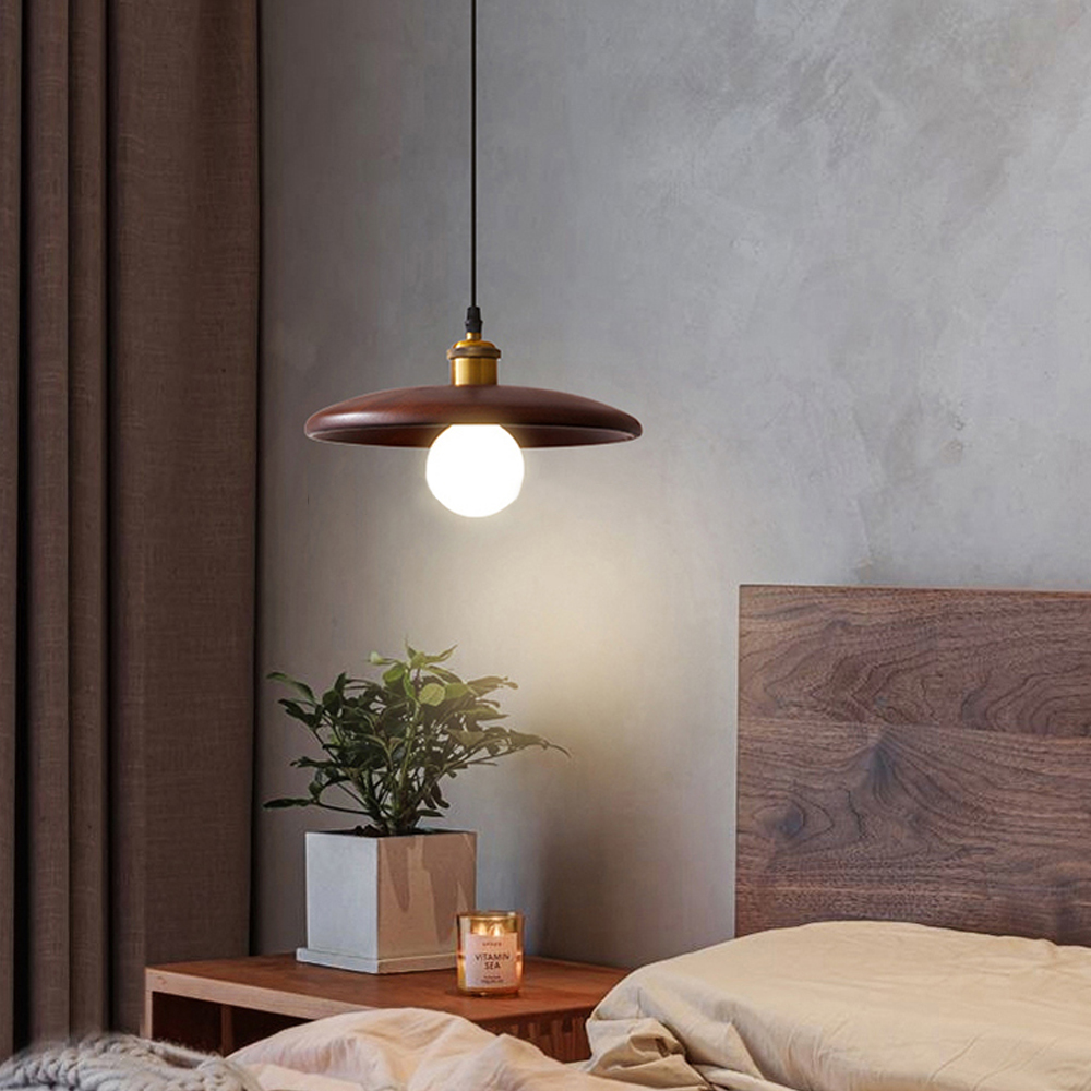 Nordic Solid Wood Chandelier Dining Room Bedroom Bedside Small Pendant Light-Handwovenlamp