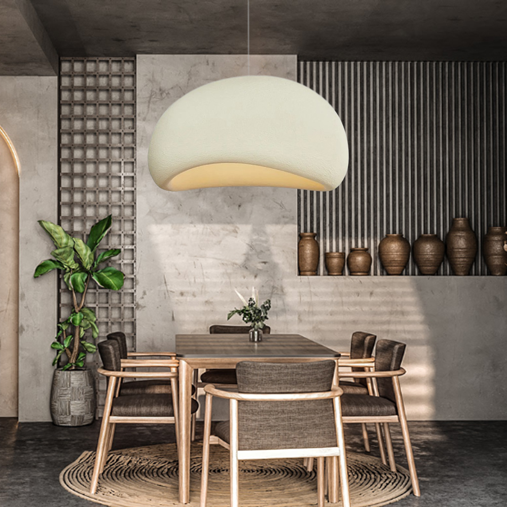 Macaron Chandelier Living Room Wabi Sabi Style Oval Pendant Lamps-Handwovenlamp