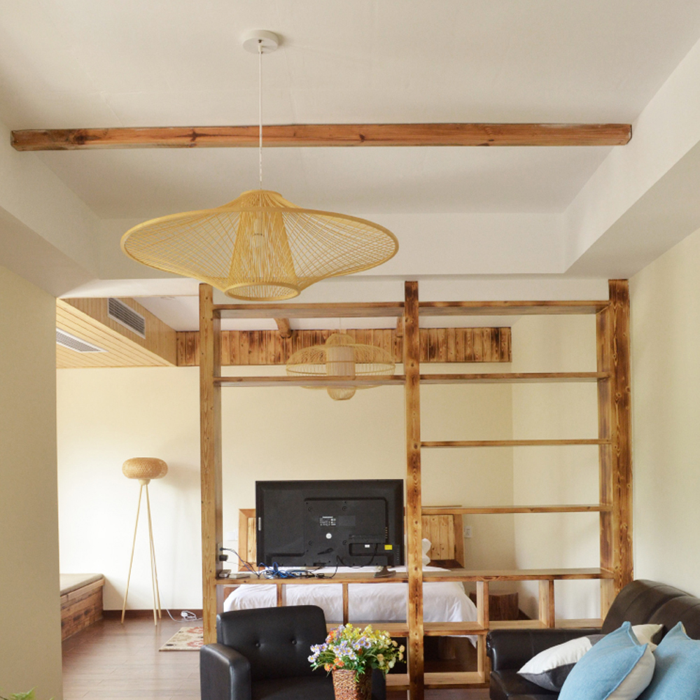 Homestay Bamboo Pendant Light Japanese-style Living Room Hanging Lampshade-Handwovenlamp