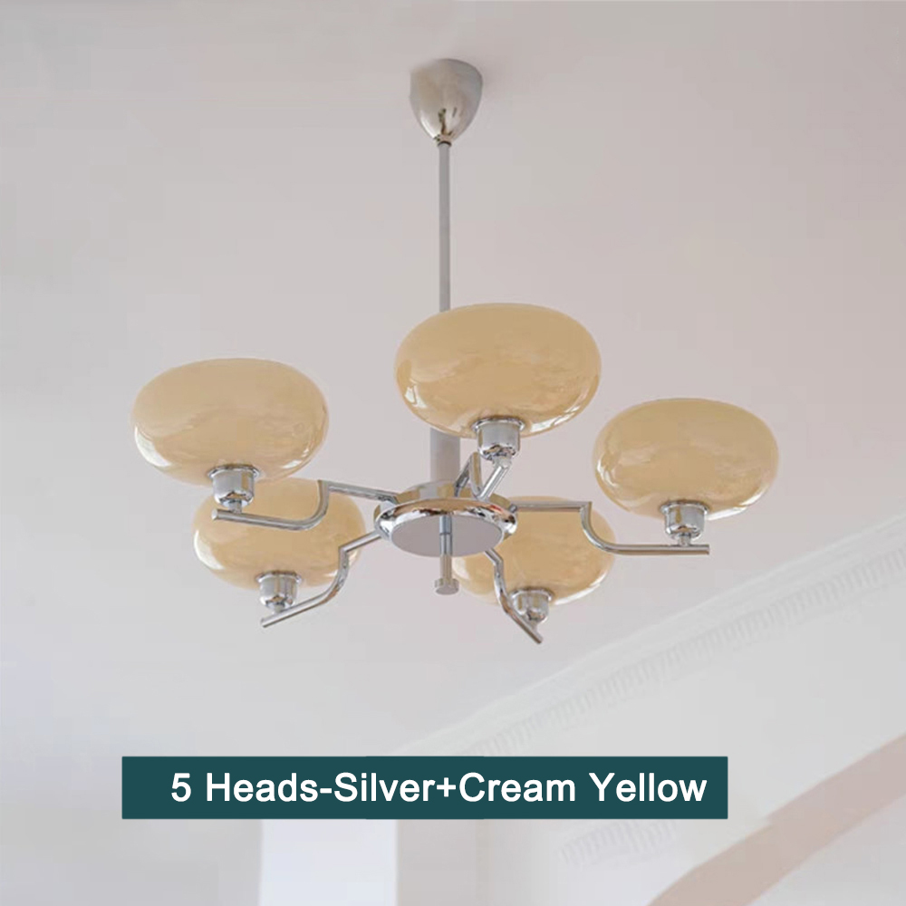 Bauhaus Living Room Milk White Glass Chandelier-Handwovenlamp