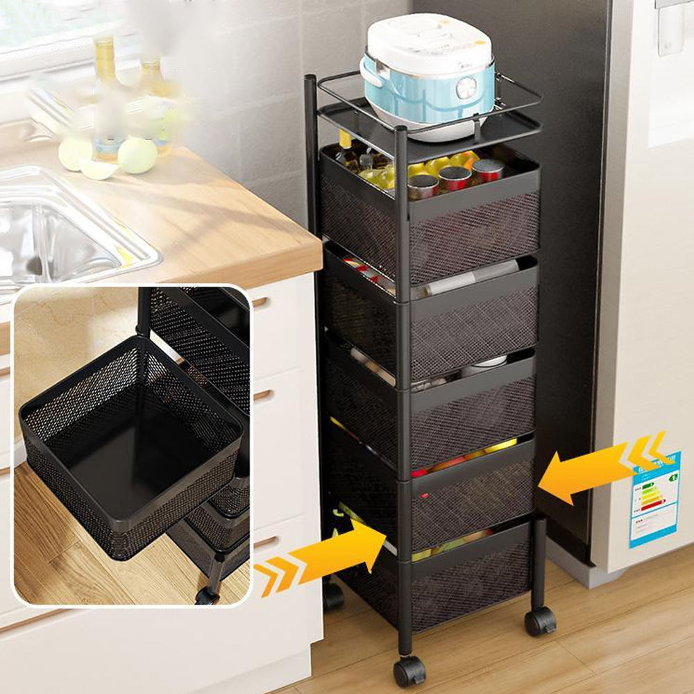 Multifunctional Kitchen Shelf Multi-layer Rotatable Storage Rack-Handwovenlamp