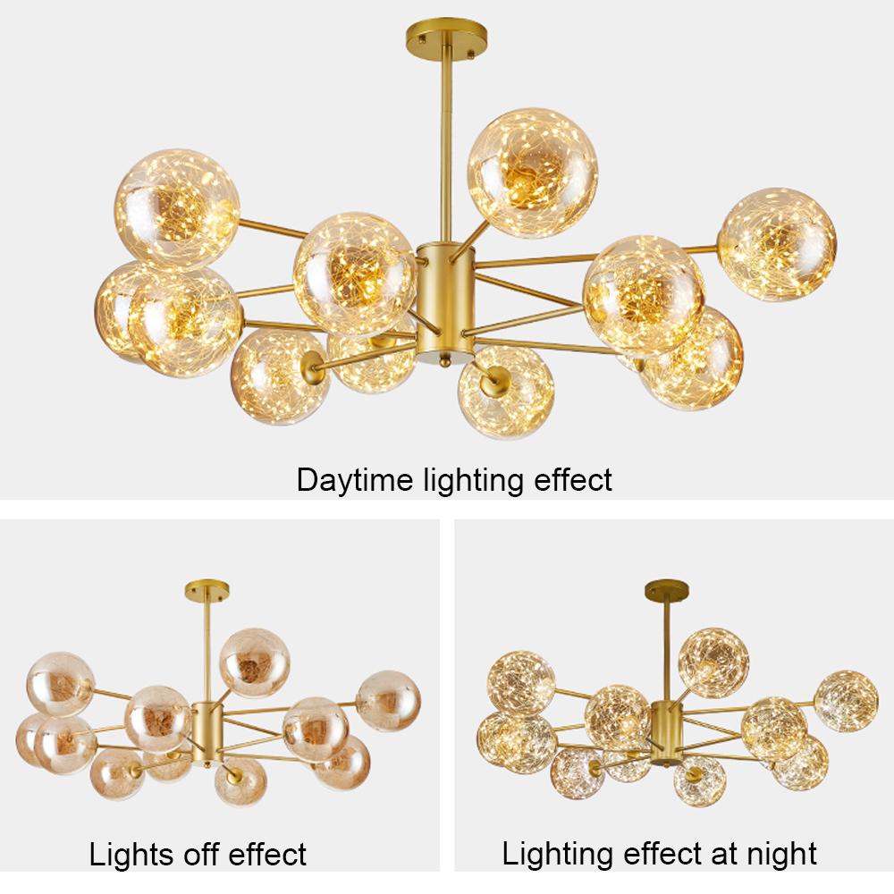 Modern Ceiling Chandelier Glass Ball Pendant Lamp For Living Room-Handwovenlamp