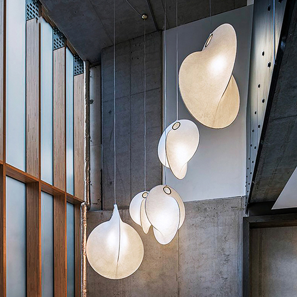 Simple Italian Silk Chandelier Nordic Living Room Bedroom Fabric Pendant Lights-Handwovenlamp