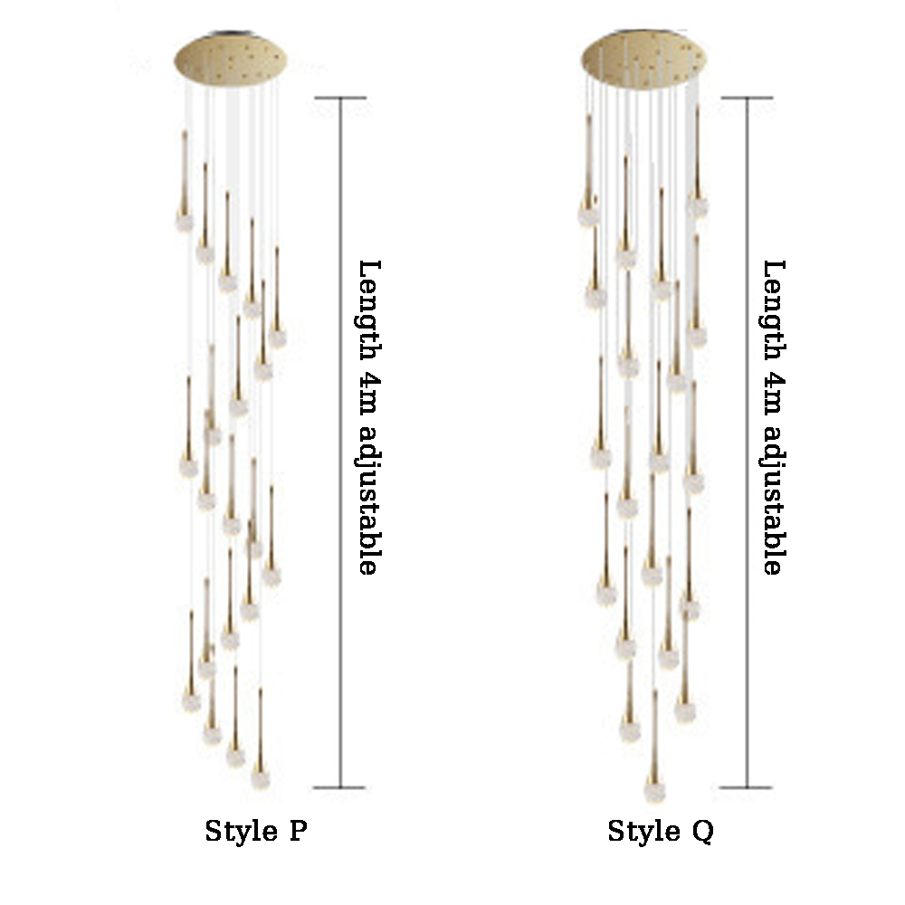 Modern Minimalist Staircase Chandelier Creative Soft Light Duplex Chandelier Restaurant Villa Spiral Stairwell Long Chandelier-Handwovenlamp