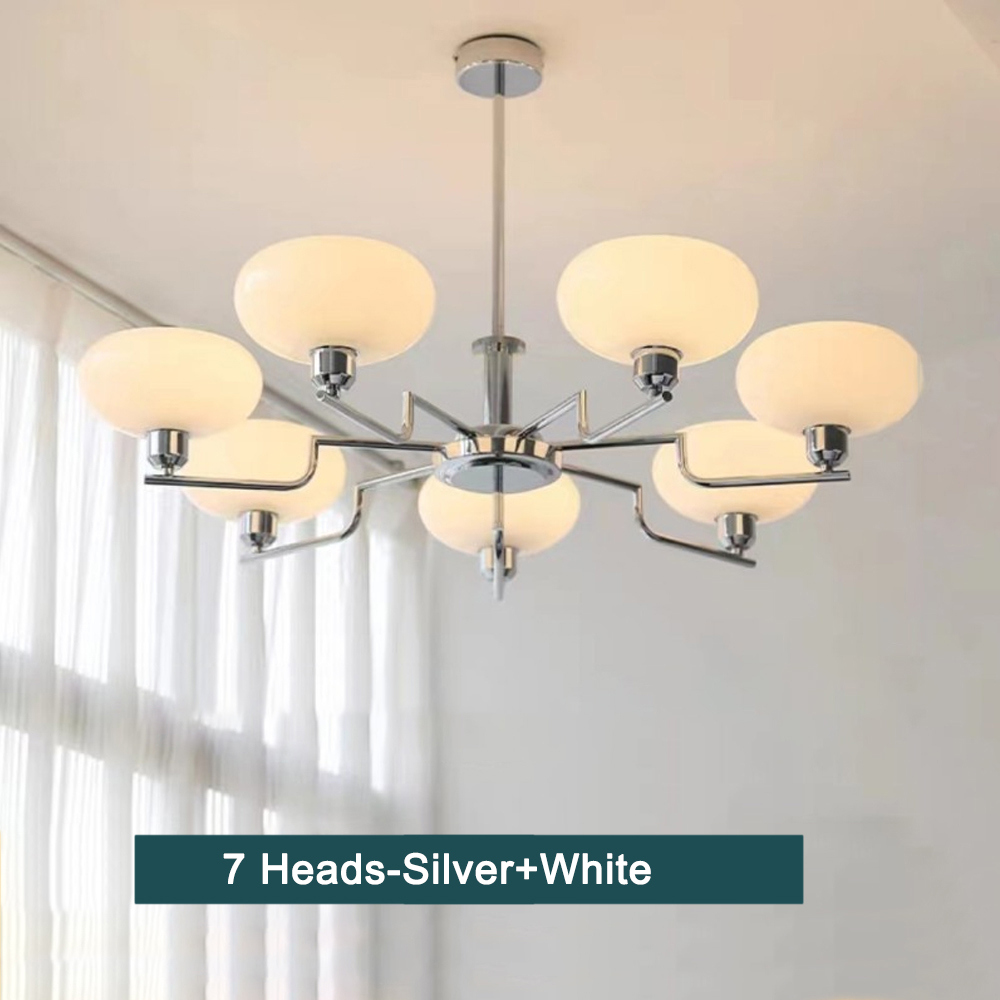 Bauhaus Living Room Milk White Glass Chandelier-Handwovenlamp