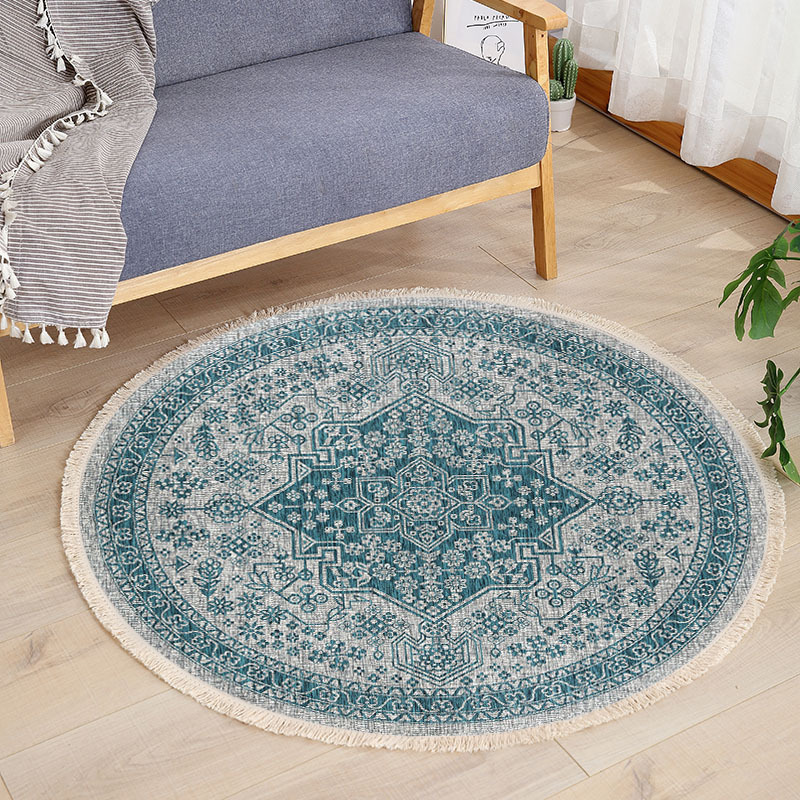Round floor mat bedroom bedside living room decorative carpet-Handwovenlamp