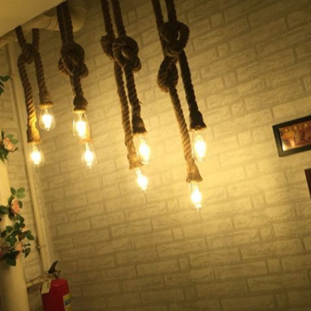 Industrial hemp rope E27 screw lamp holder single head double head chandelier Accessories-Handwovenlamp