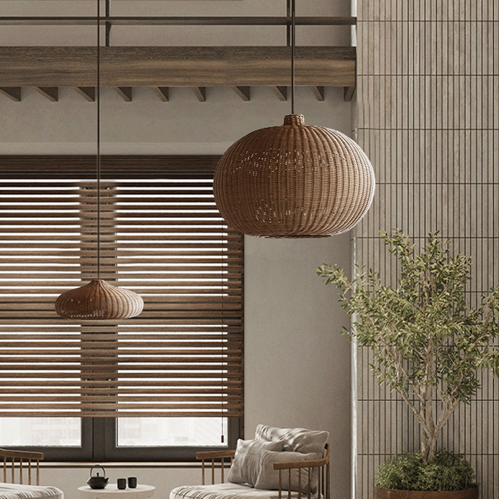 Nordic Rattan Handmade Pendant Lampshades for Kitchen Island-Handwovenlamp
