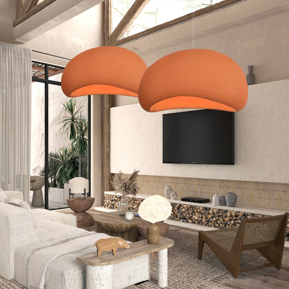 Macaron Chandelier Living Room Wabi Sabi Style Oval Pendant Lamps-Handwovenlamp