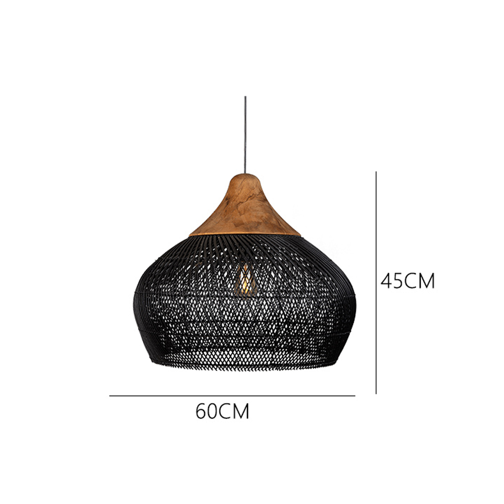 Rattan Pendant Light Wabi Sabi Style Retro Dining Room Chandelier-Handwovenlamp