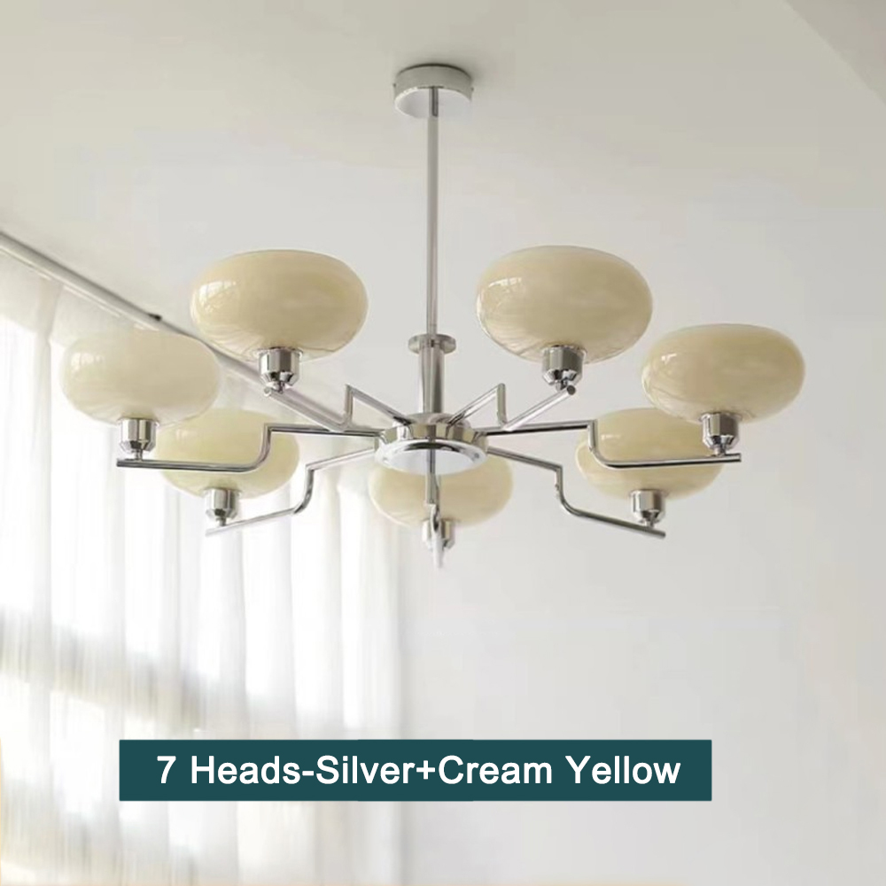 Bauhaus Living Room Milk White Glass Chandelier-Handwovenlamp