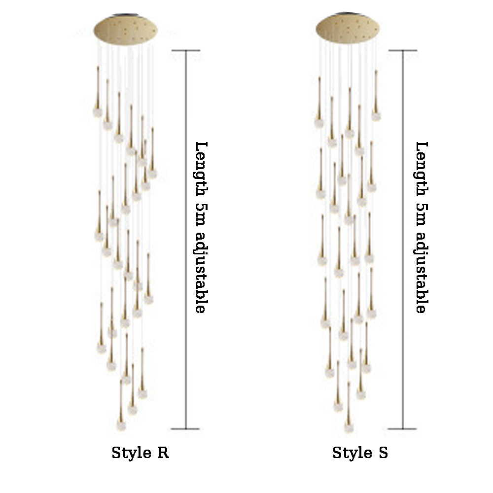 Modern Minimalist Staircase Chandelier Creative Soft Light Duplex Chandelier Restaurant Villa Spiral Stairwell Long Chandelier-Handwovenlamp