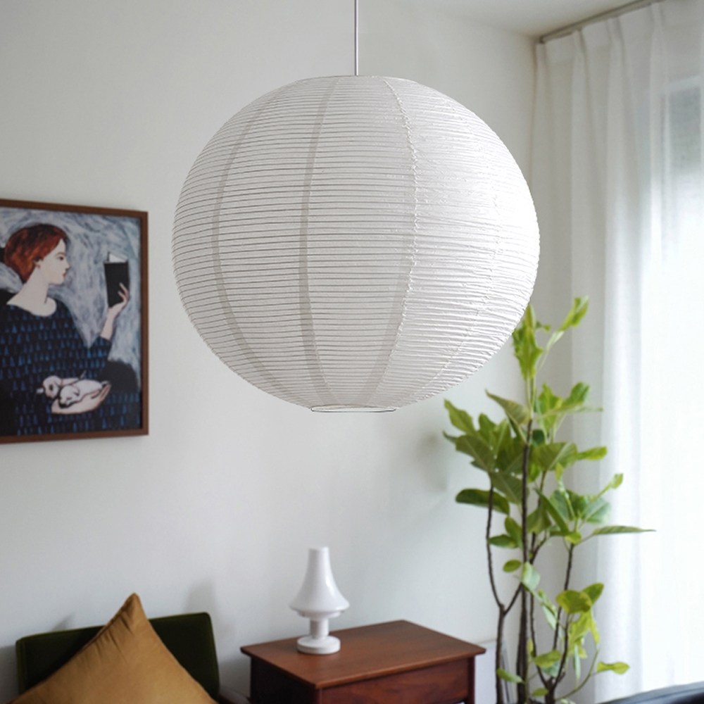 Japanese Simple Wabi-Sabi Ball Chandelier Inspired Paper Hanging Lamp-Handwovenlamp