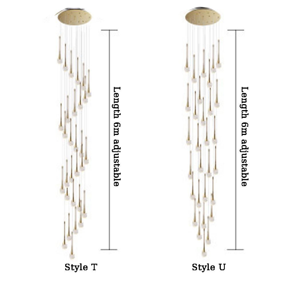 Modern Minimalist Staircase Chandelier Creative Soft Light Duplex Chandelier Restaurant Villa Spiral Stairwell Long Chandelier-Handwovenlamp