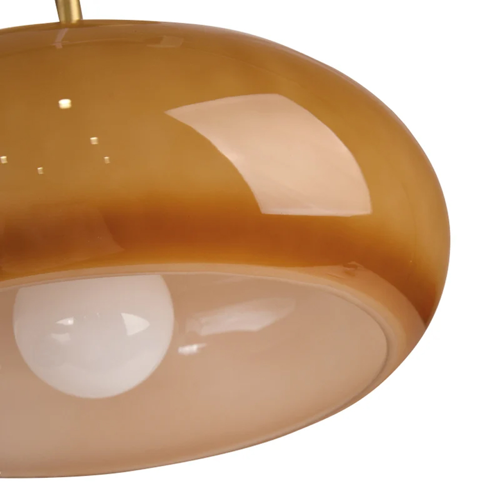 Vintage Flush Mount Glass Chandelier Living Room Brass Ceiling Light-Handwovenlamp