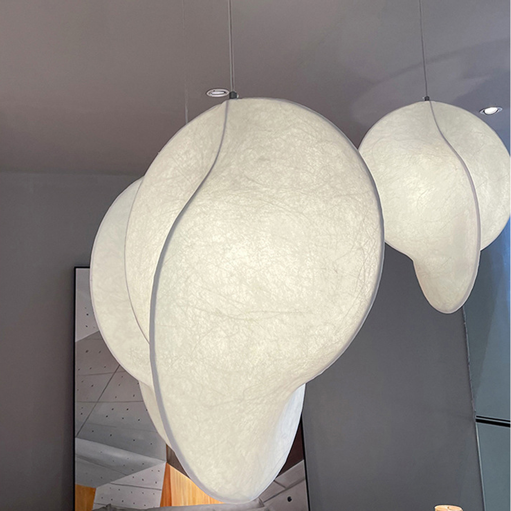 Simple Italian Silk Chandelier Nordic Living Room Bedroom Fabric Pendant Lights-Handwovenlamp