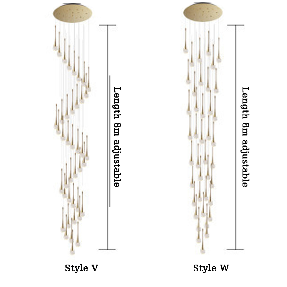 Modern Minimalist Staircase Chandelier Creative Soft Light Duplex Chandelier Restaurant Villa Spiral Stairwell Long Chandelier-Handwovenlamp