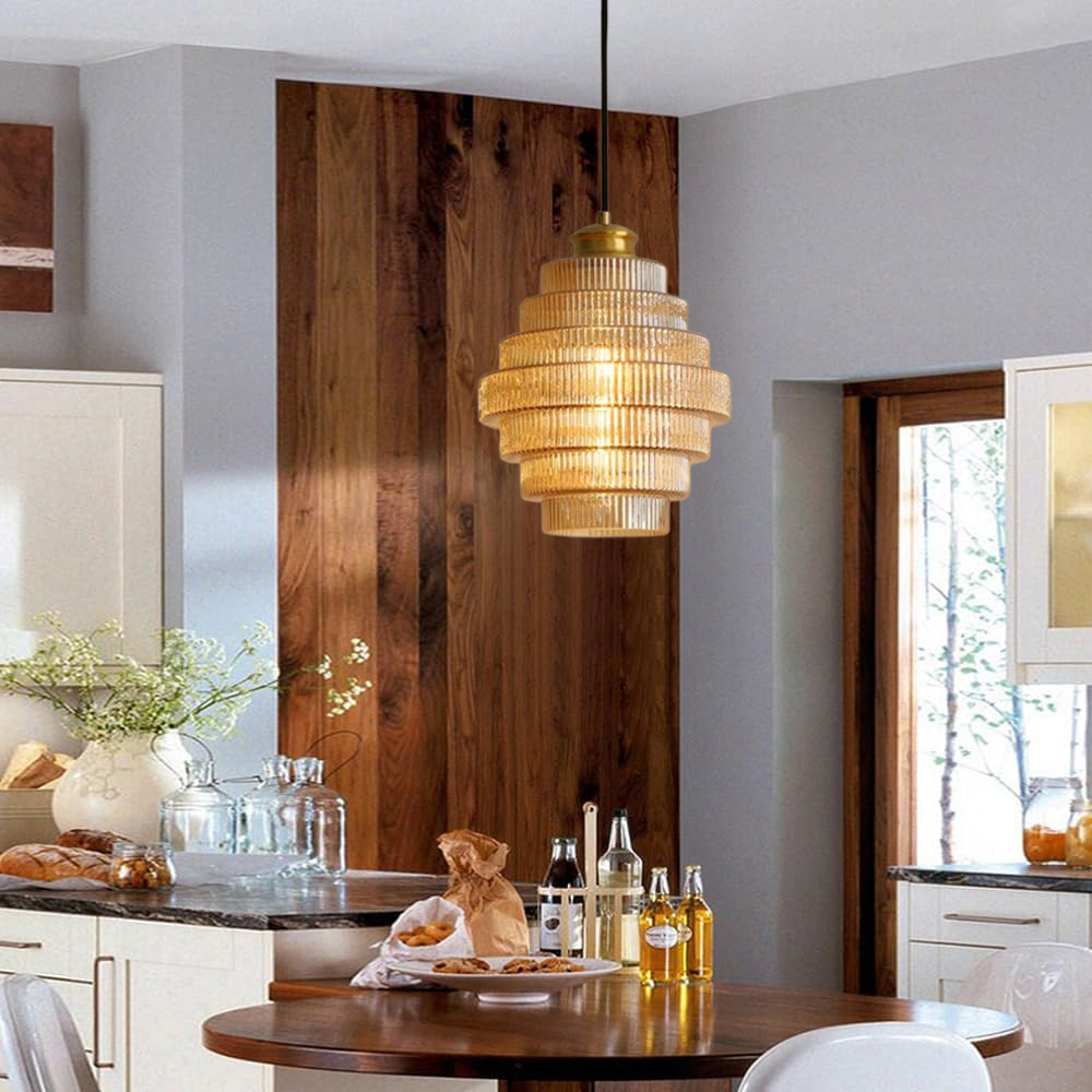 Mid-Century Modern Glass Pendant Light for Dining Room Kitchen Nook-Handwovenlamp