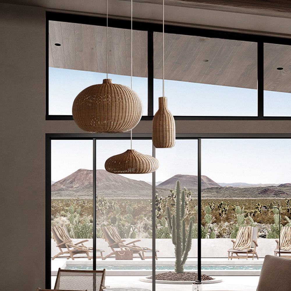 Nordic Rattan Handmade Pendant Lampshades for Kitchen Island-Handwovenlamp