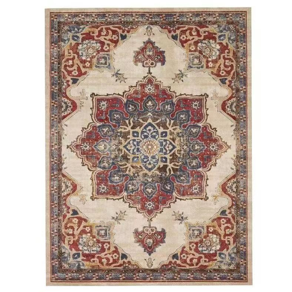 Thickened Imitation Cashmere Carpet Nordic Moroccan Living Room Blanket Ethnic Style American Retro Floor Mat-Handwovenlamp