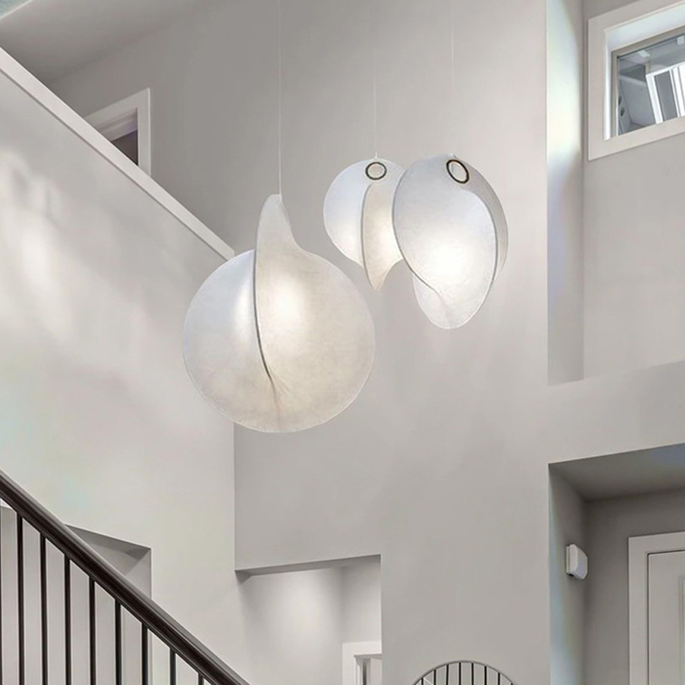 Simple Italian Silk Chandelier Nordic Living Room Bedroom Fabric Pendant Lights-Handwovenlamp