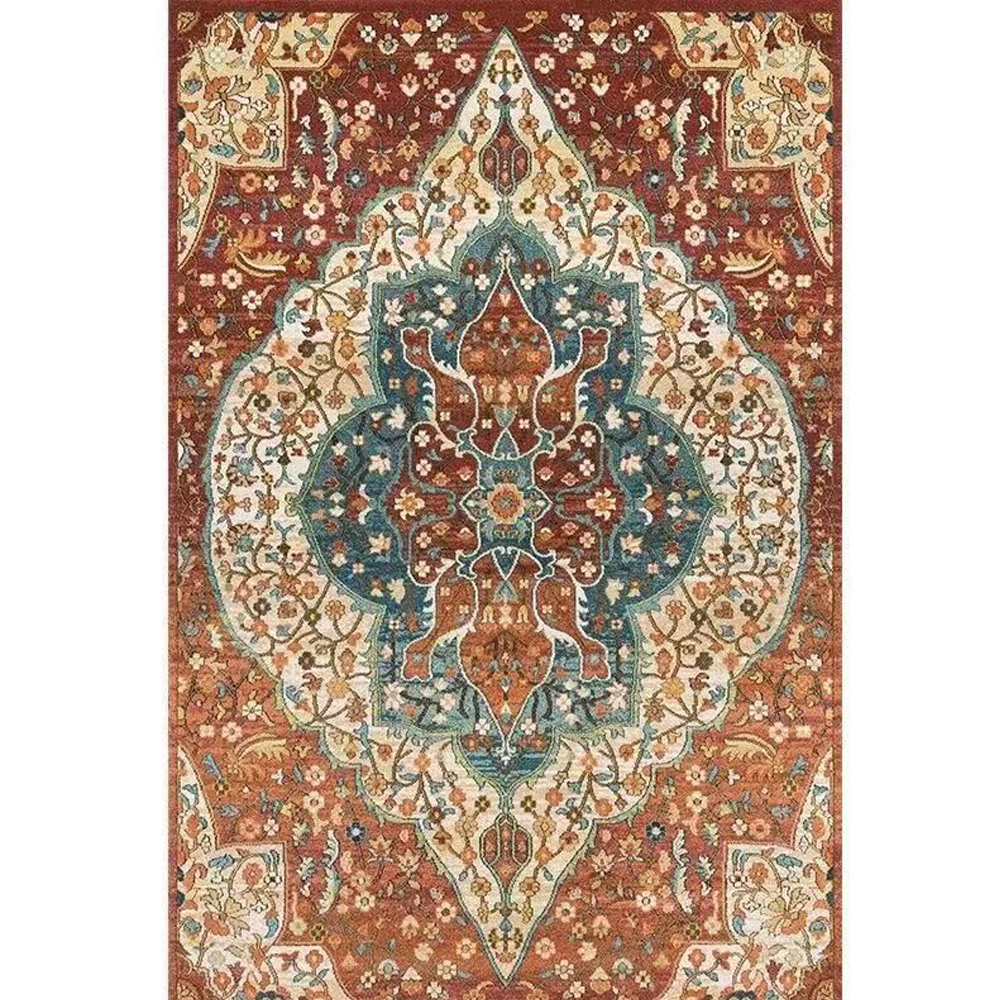 Thickened Imitation Cashmere Carpet Nordic Moroccan Living Room Blanket Ethnic Style American Retro Floor Mat-Handwovenlamp