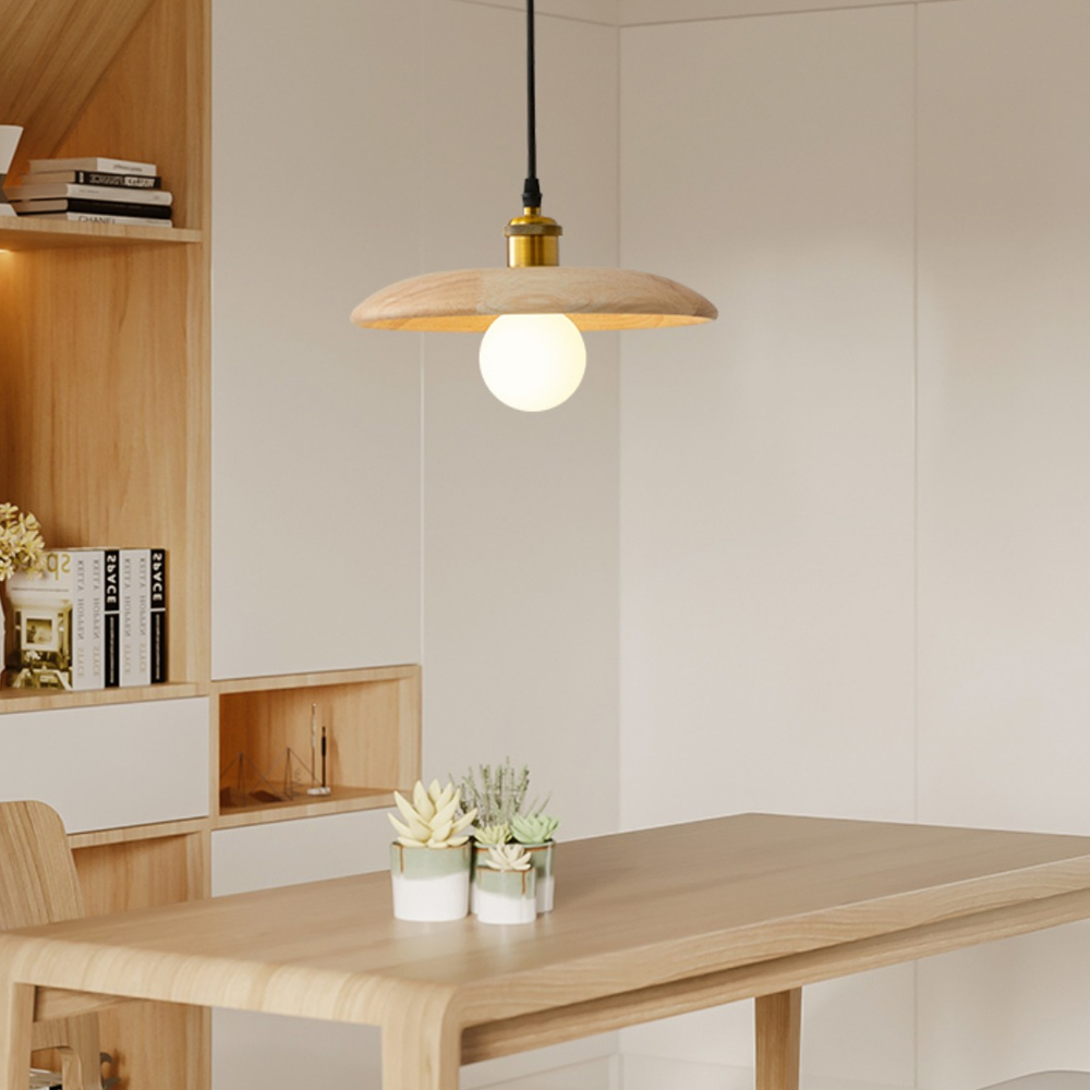 Nordic Solid Wood Chandelier Dining Room Bedroom Bedside Small Pendant Light-Handwovenlamp