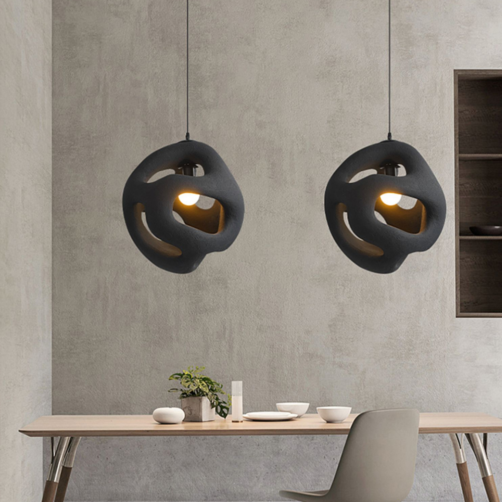 Wabi-Sabi Living Room Original Art Resin Chandelier Round Pendant Light-Handwovenlamp