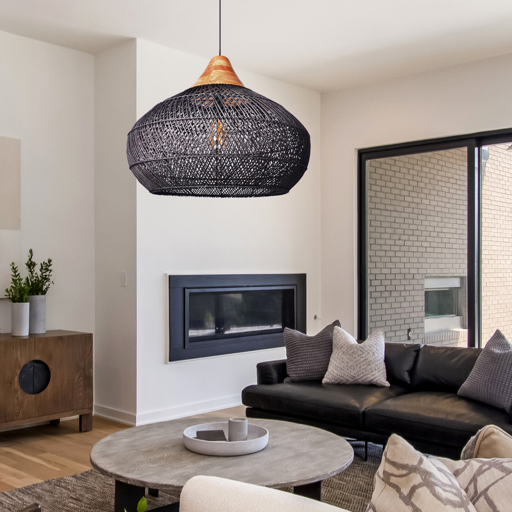 Wabi-sabi Retro Rattan Weaving Pendant Light Southeast Asian Restaurant Chandelier-Handwovenlamp