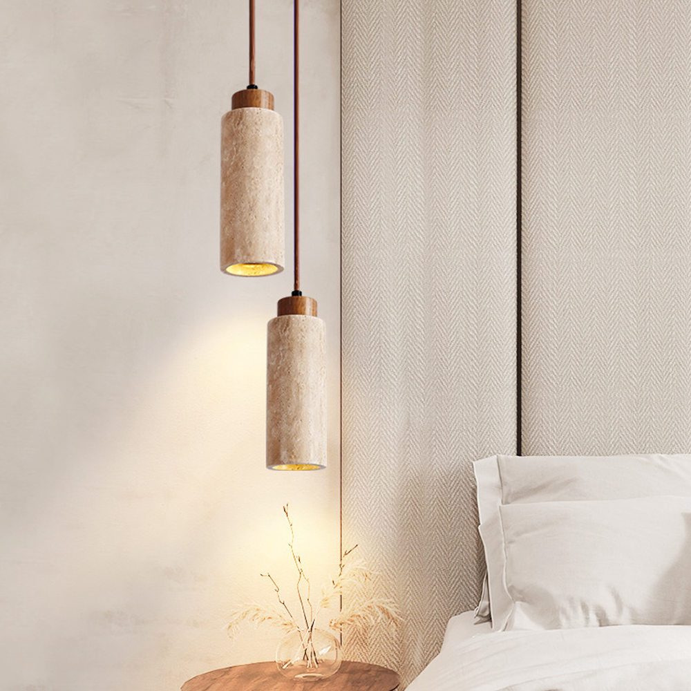 Wabi-sabi Travertine Chandelier Island Table Retro Window Spotlight-Handwovenlamp