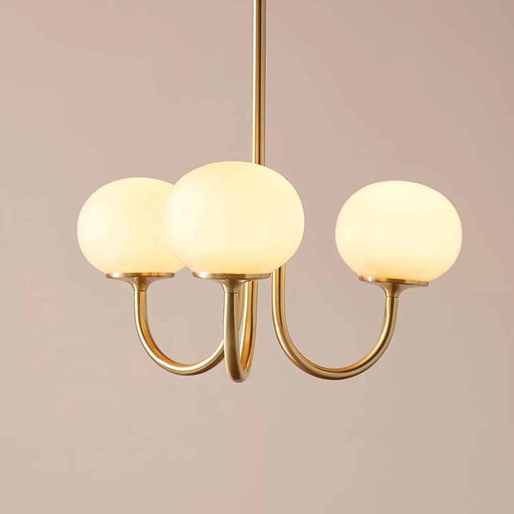 Milk Pink Glass Pendant Light Bauhaus Vintage Bubble Chandelier For Dining Room-Handwovenlamp