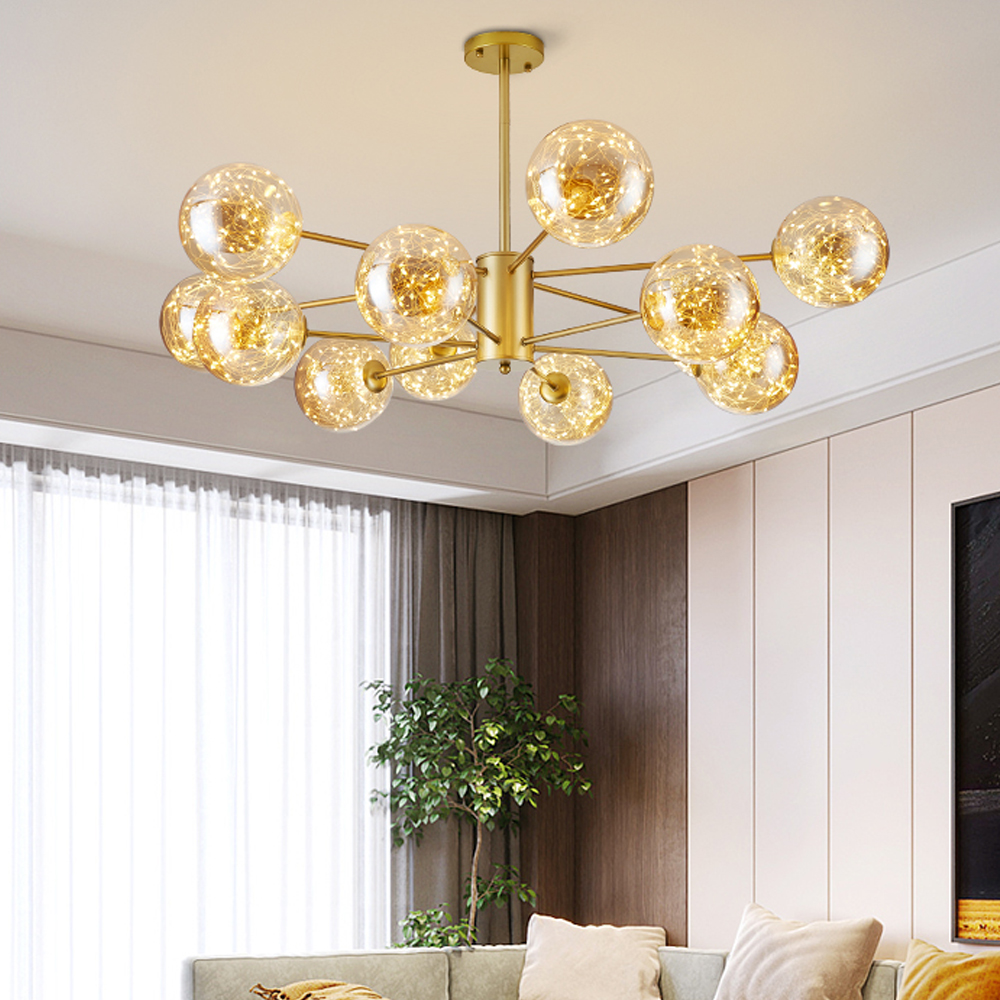 Modern Ceiling Chandelier Glass Ball Pendant Lamp For Living Room-Handwovenlamp