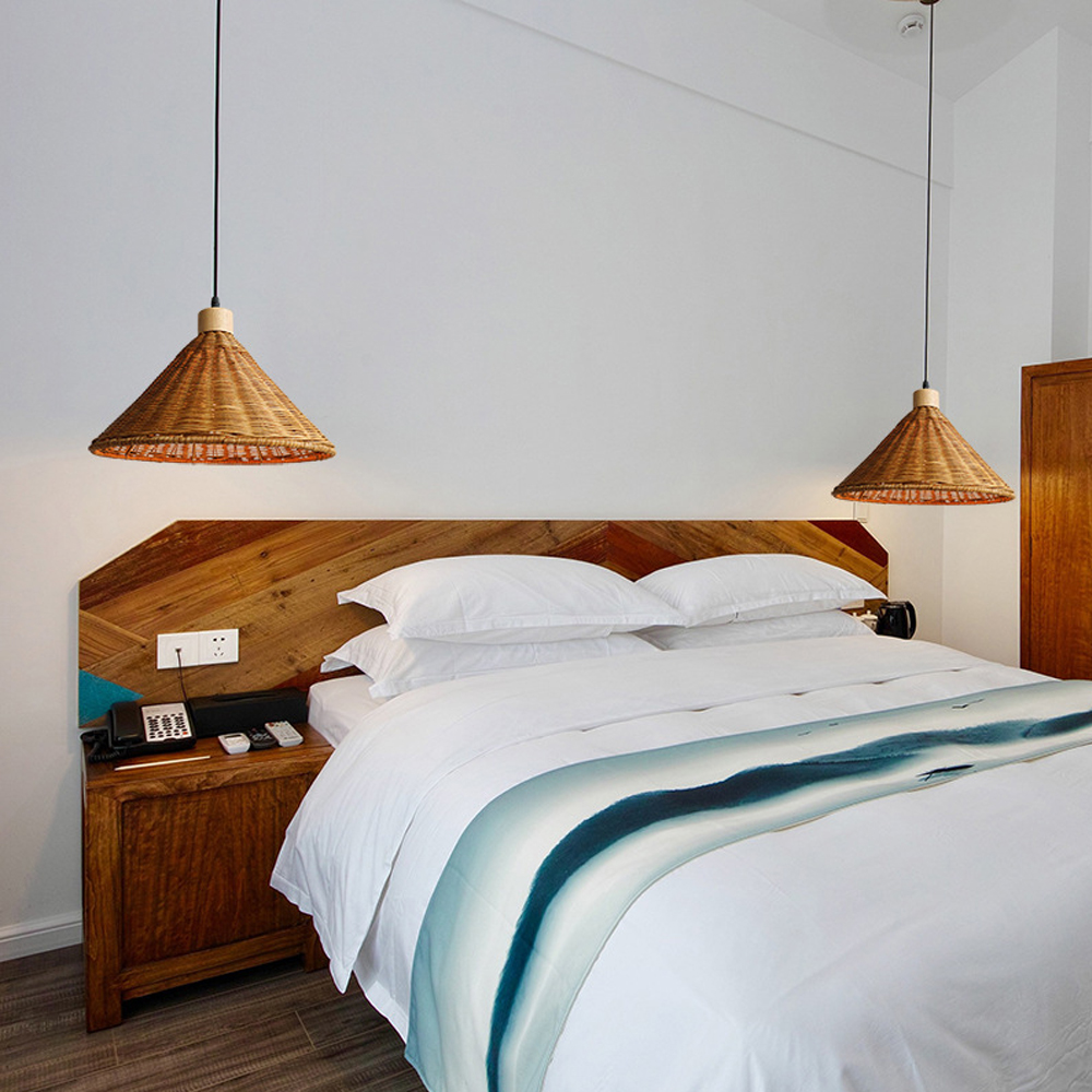 Japanese Homestay Rattan Lamp Shade Pendant wabi Sabi Wicker Wood Chandelier-Handwovenlamp