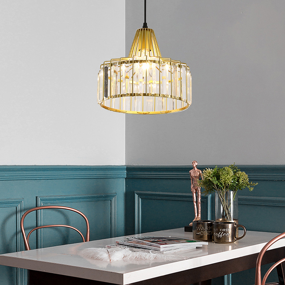Simple Modern Crystal Chandelier Nordic Small Metal Pendant Light Restaurant Lamp-Handwovenlamp