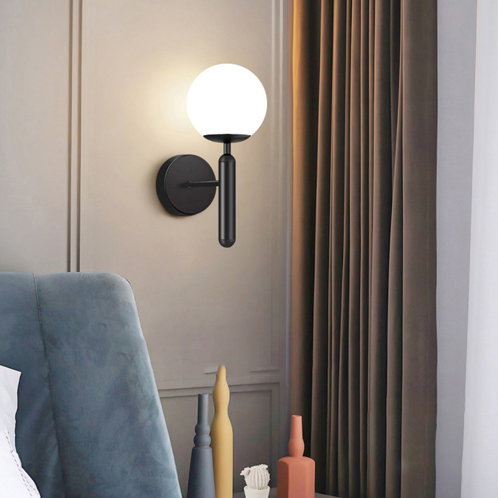 Postmodern Luxury Glass Wall Lamp Nordic Personalized  Bedroom Bedside Hallway Wrought Iron Light