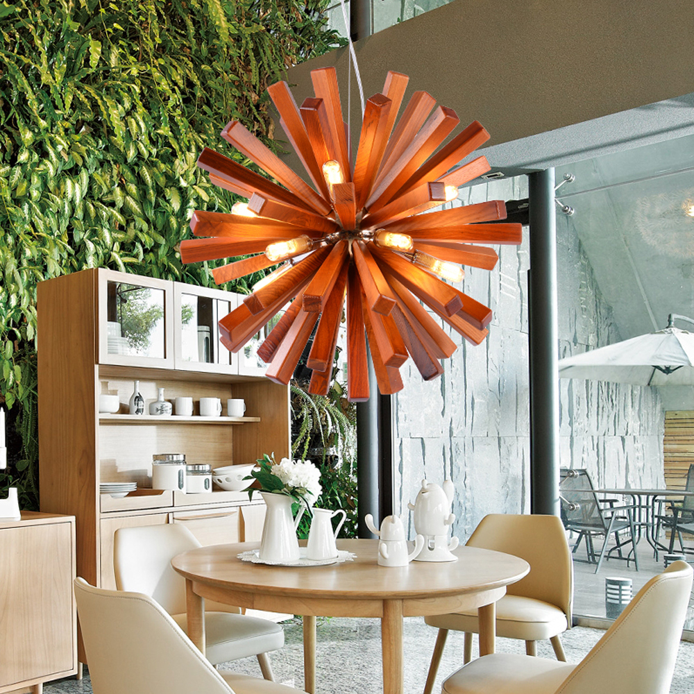 Dandelion Wooden Nordic Chandelier For Dining Room-Handwovenlamp