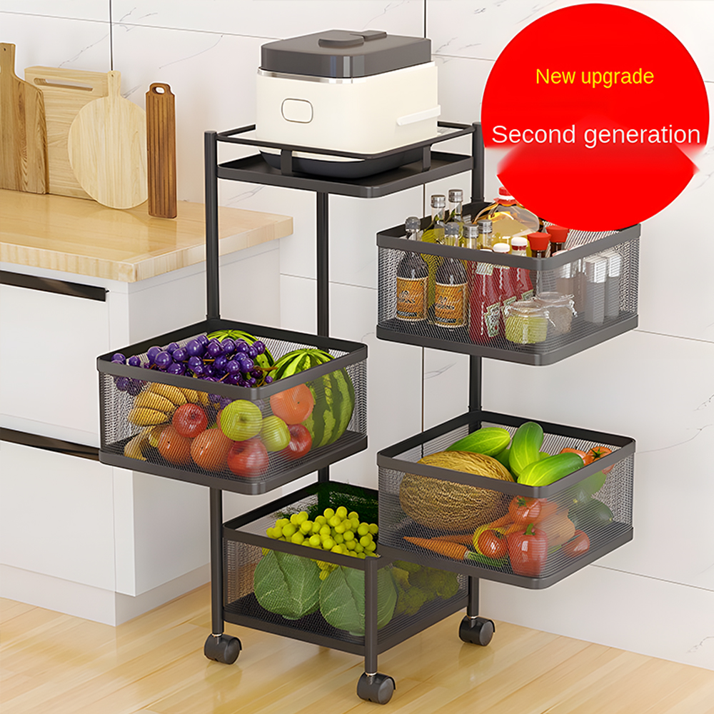 Multifunctional Kitchen Shelf Multi-layer Rotatable Storage Rack-Handwovenlamp