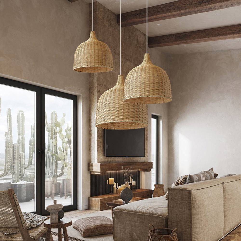 Bohemian lampshade Wicker Woven Rattan Pendant Light-Handwovenlamp