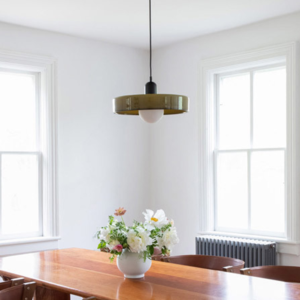 Nordic Vintage Green Medieval Lamp Danish Cream Wind Glass Pendant Light-Handwovenlamp