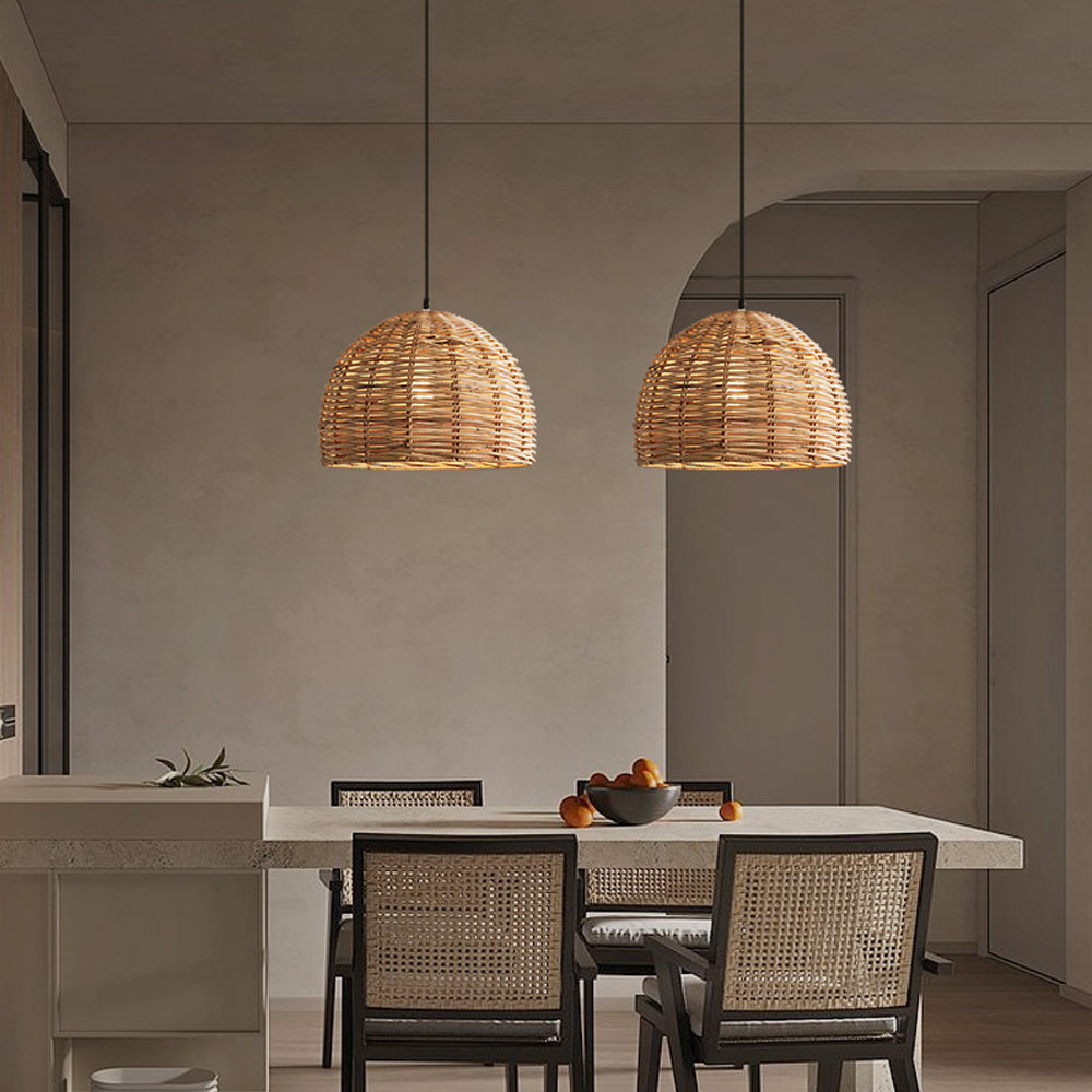 Wabi Sabi Vintage Rattan Pendant Light For Dining Room-Handwovenlamp