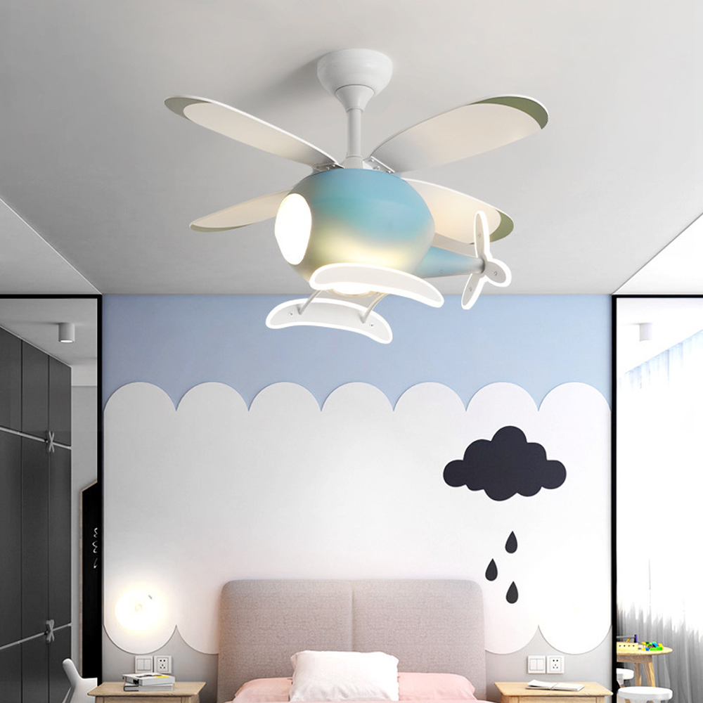 Children's Room Fan Light Cartoon Airplane Ceiling Lamps For Nursery-Handwovenlamp