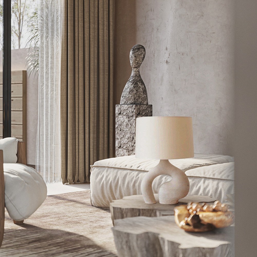 Cream White Table Lamp Creative Art Designer Showroom Decoration Desk Lamp-Handwovenlamp