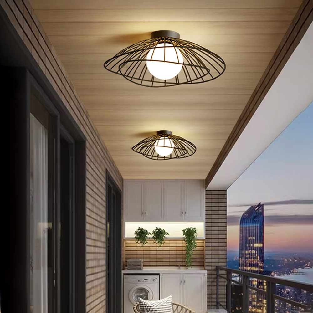 Nordic Balcony Metal Ceiling Lamp Luxury Corridor Flush Mount Light-Handwovenlamp