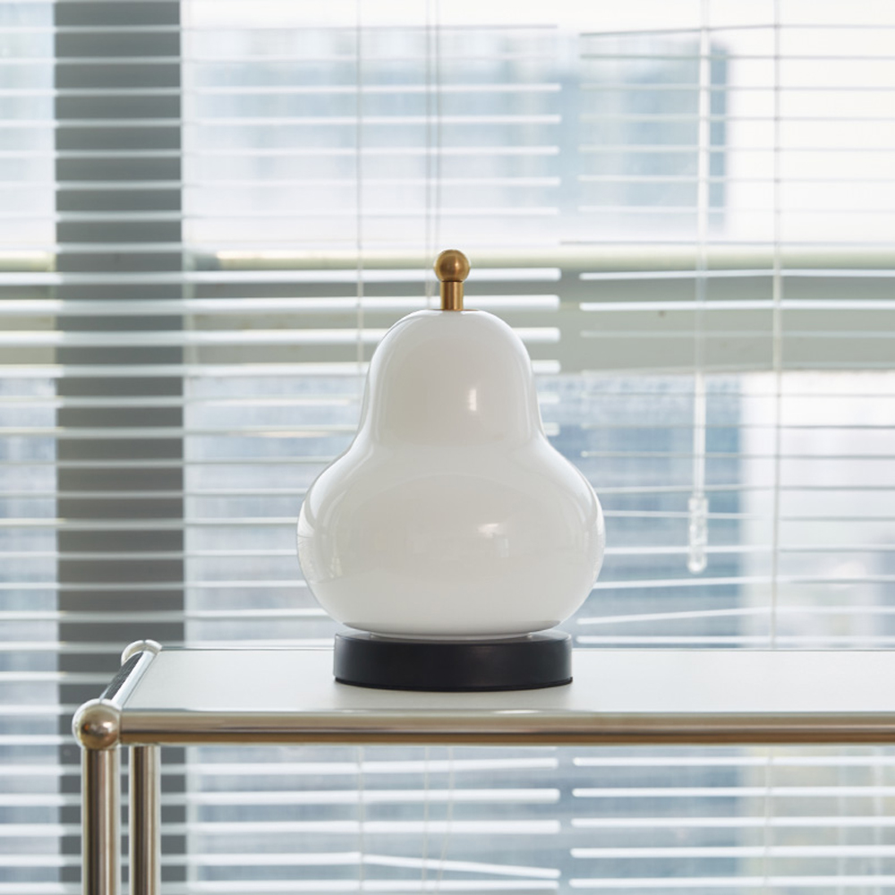 French Cream Pear Table Lamp Portable Rechargeable Touch Bedside Lamp-Handwovenlamp