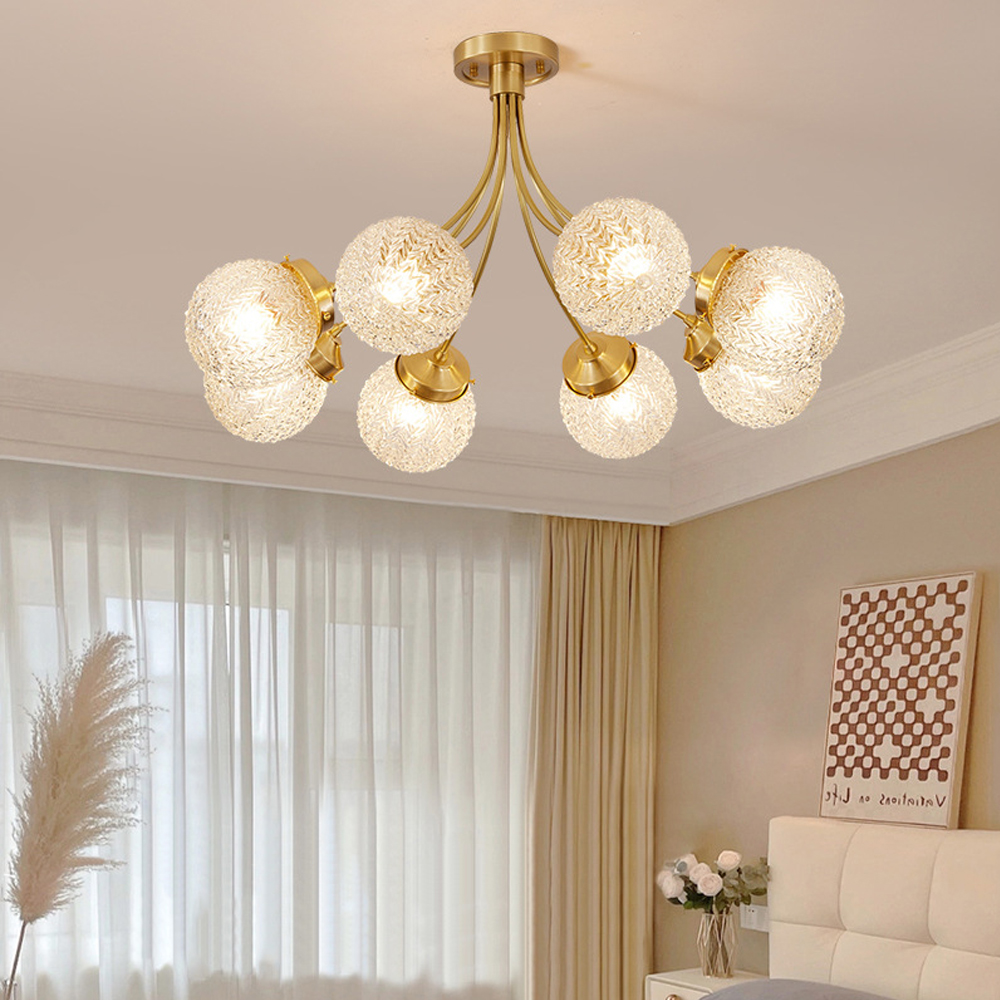 Modern Home Decor Bubble Pendant Light 8 Heads Copper Chandelier-Handwovenlamp