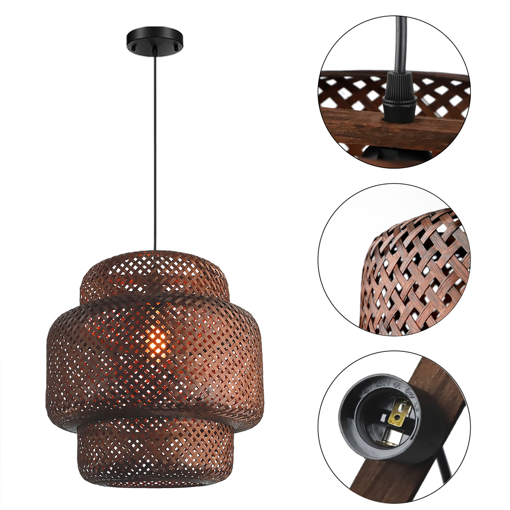 Creative Retro Rattan Chandelier Restaurant Rattan Bamboo Pendant Light-Handwovenlamp