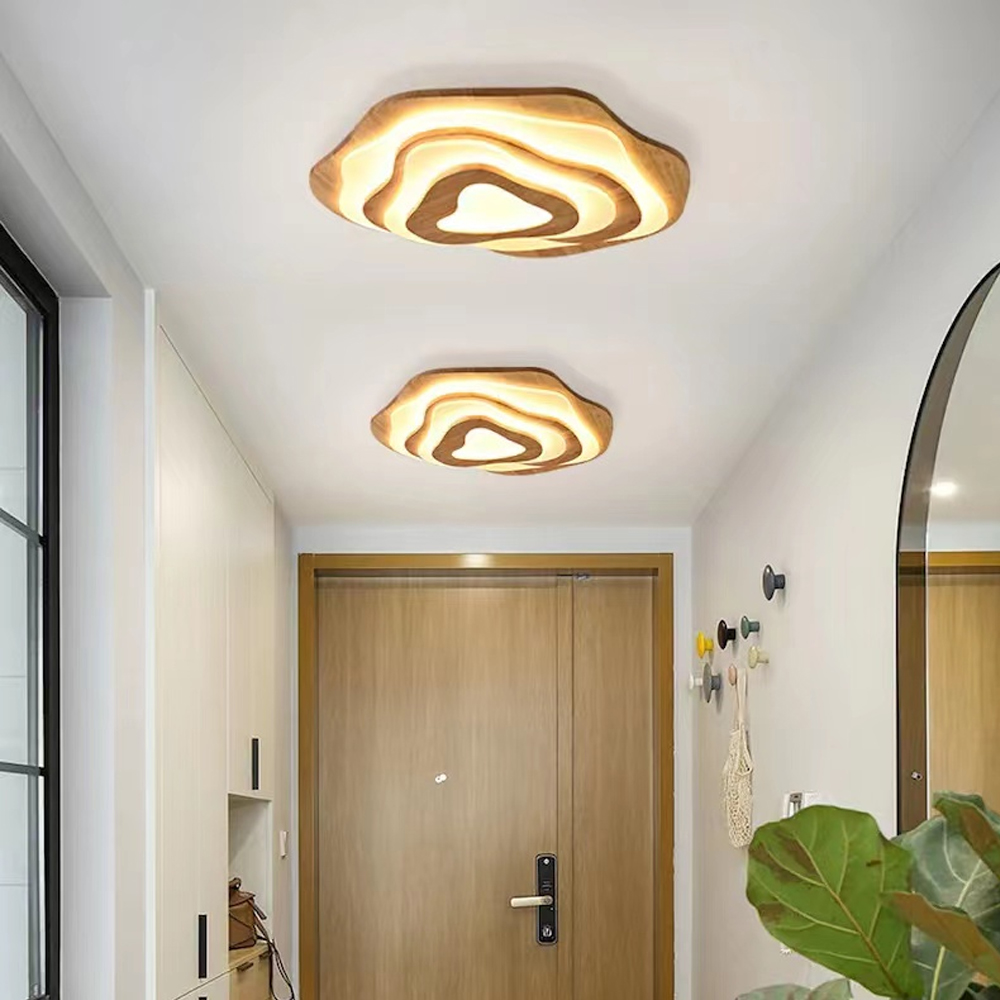 Japanese Flower Ceiling Lamp Solid Wooden Chandelier For Bedroom-Handwovenlamp